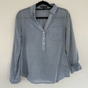Outback Red Linen Long Sleeve Blouse Light Blue Size Small